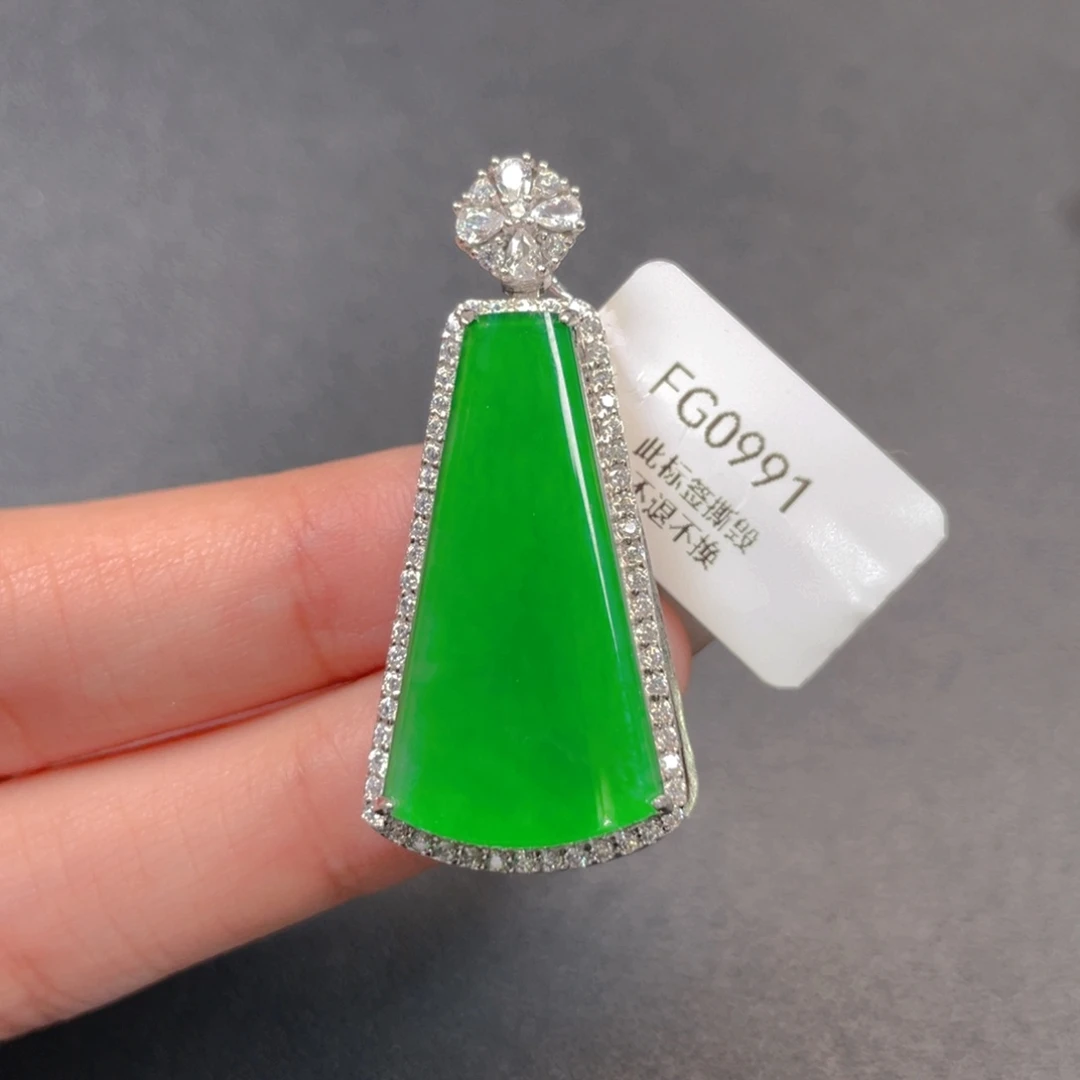 翡翠银S925镶嵌吊坠(不含链)
