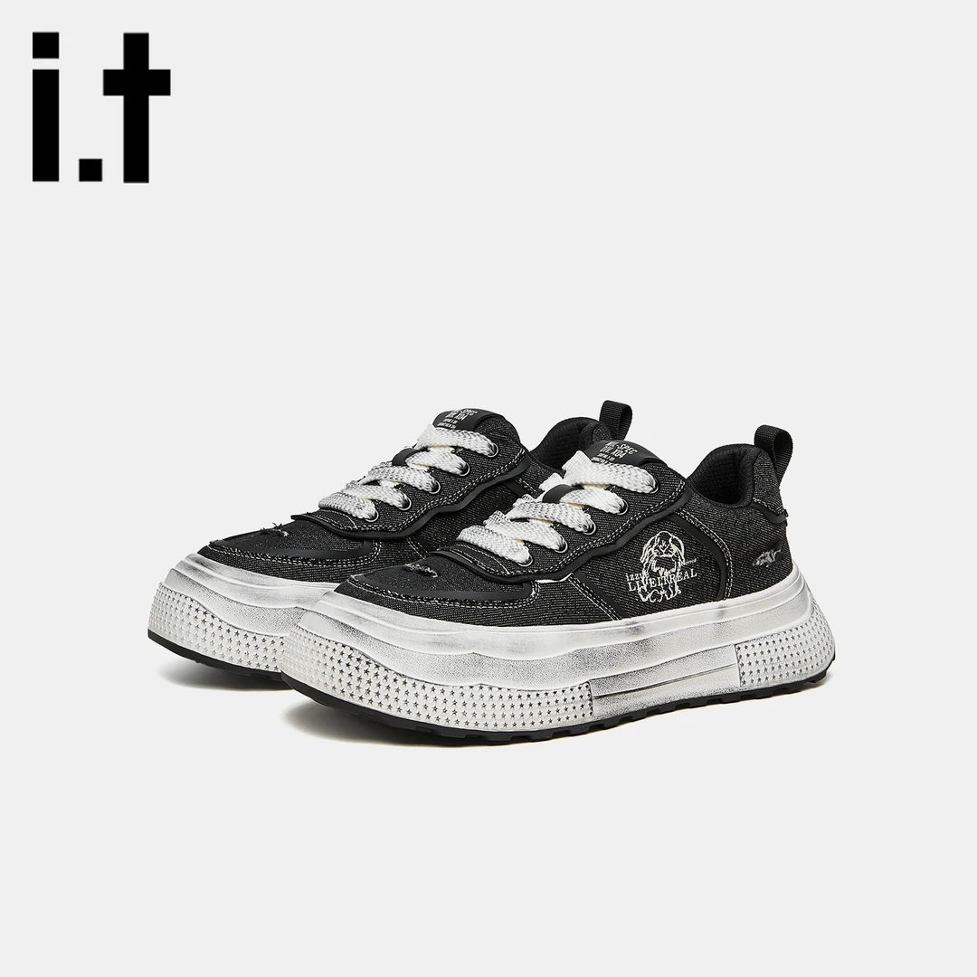 it  izzue新款休闲鞋男平底防滑时尚运动板鞋舒适百搭男士帆布鞋