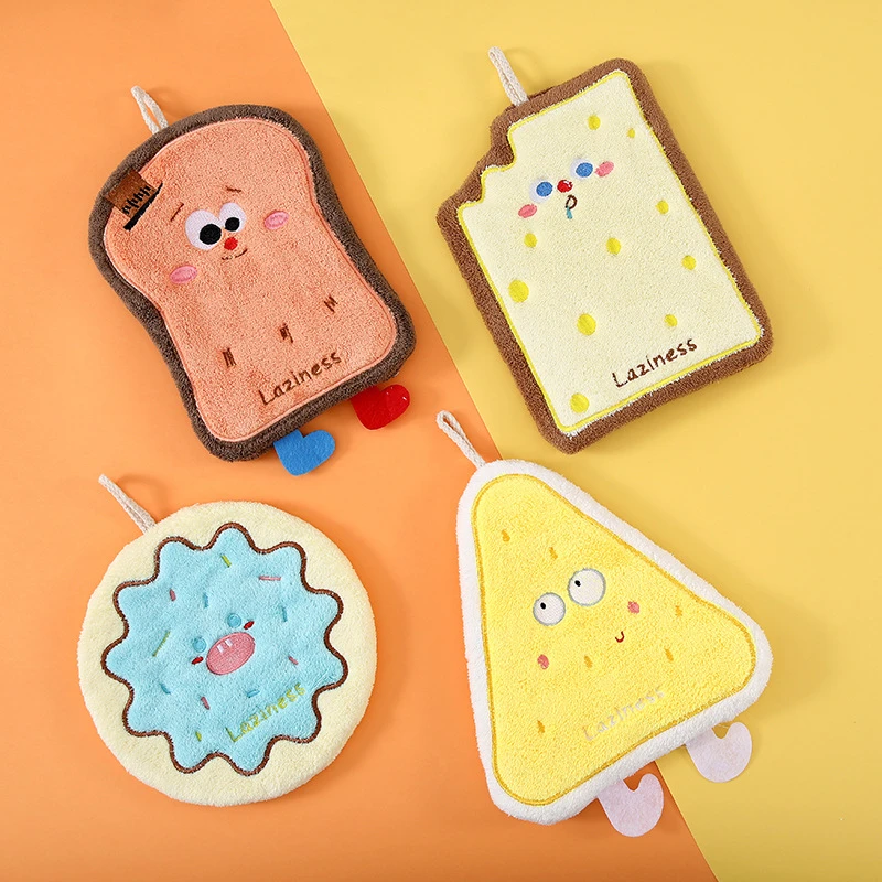 韩版擦手巾挂式可爱卡通擦手毛巾厨房卫生间速干抹布珊瑚绒手帕巾
