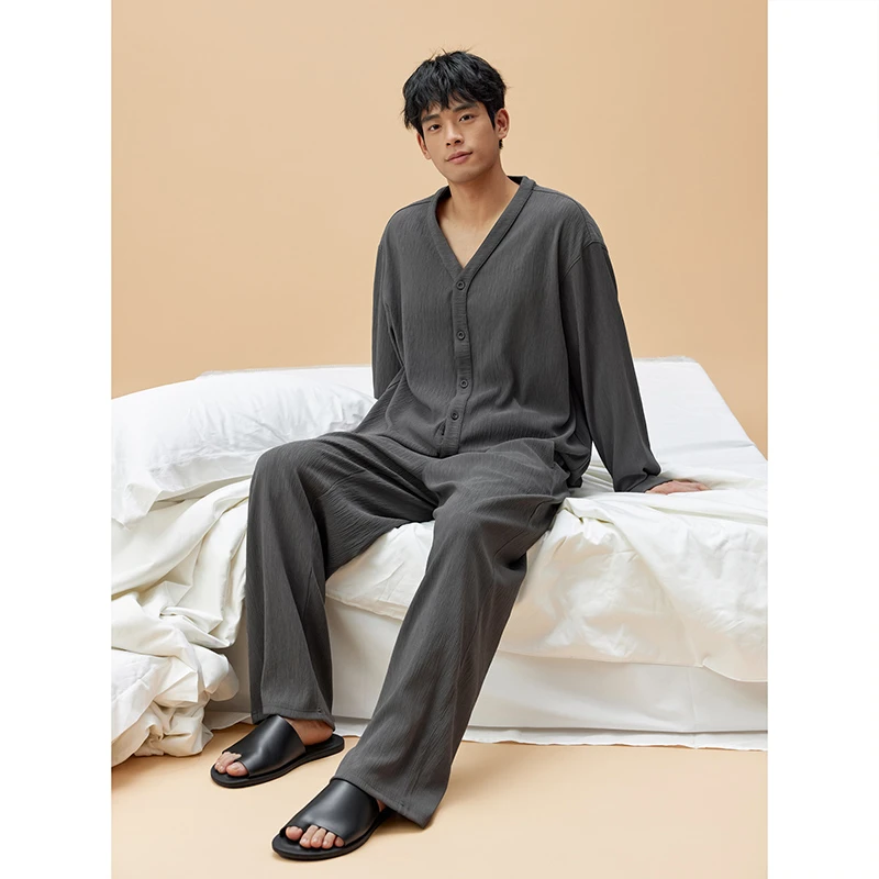 BODYDREAM 条纹肌理感睡衣冬季长袖舒适休闲可外穿家居服男士