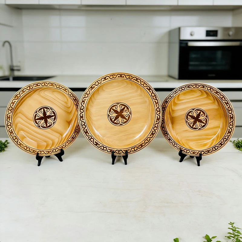 新款民族风那仁盘肉盘抓饭盘水果盘复古木盘家用木制盘子