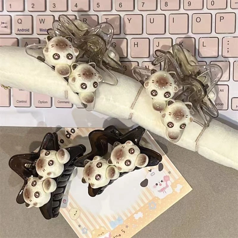 可爱卡通五角星暹罗猫咪抓夹女2025新款高颜值夹子头饰气质鲨鱼夹