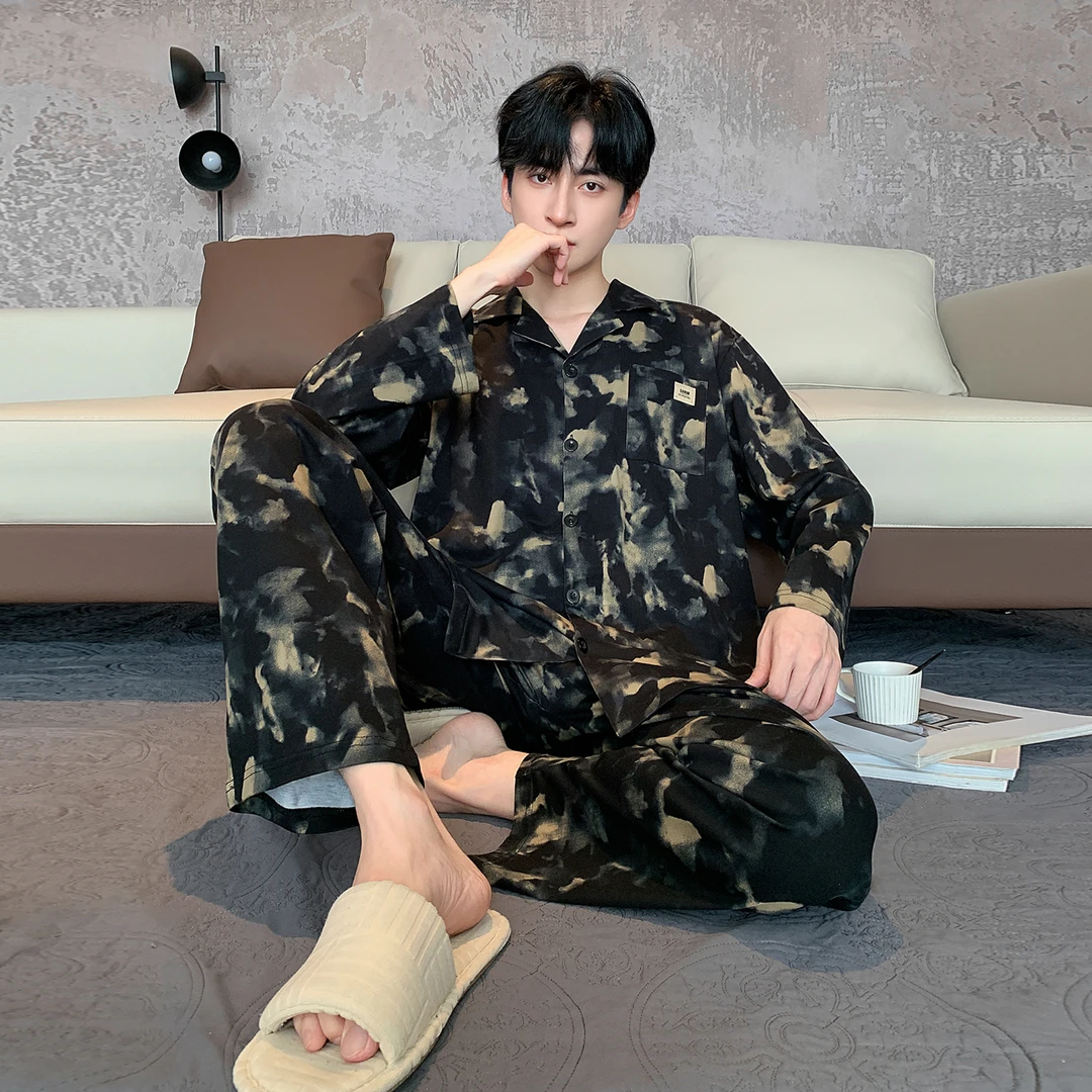 2025新款秋冬男款高档纯棉开衫睡衣宽松休闲可外穿家居服套装