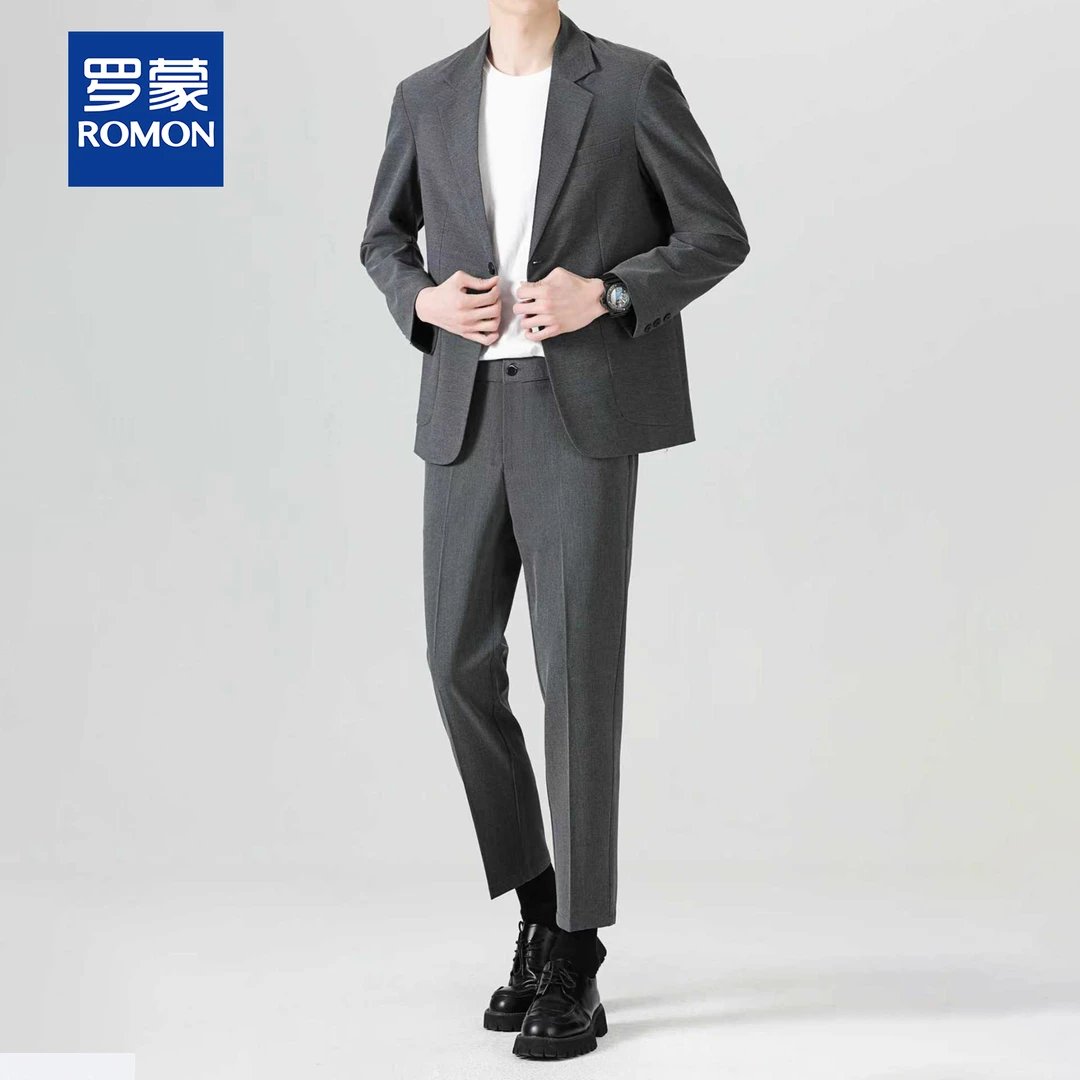 【罗蒙总裁商务套装】高级婚礼休闲外套男士春秋款职业百搭休闲长裤