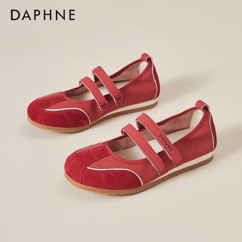 达芙妮安可拉红小辣椒芭蕾舞单鞋女秋季休闲平底玛丽珍鞋德训鞋子