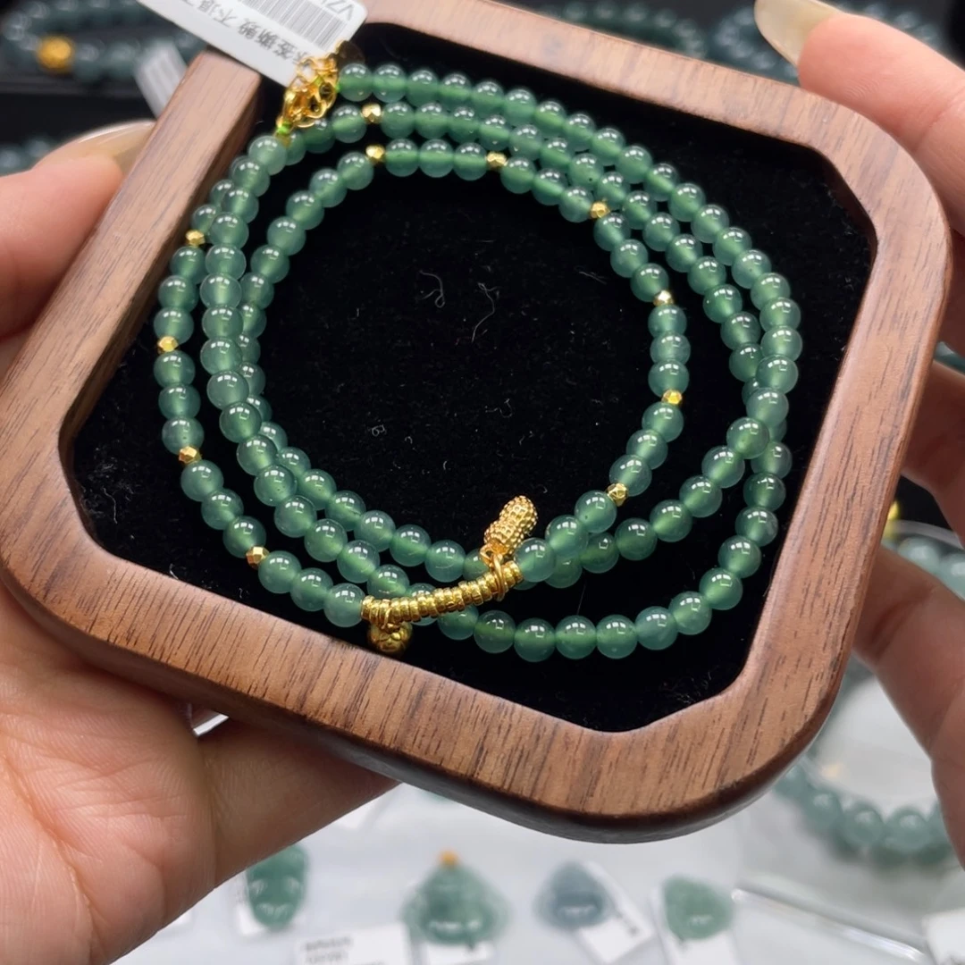 翡翠银S925镶嵌手链天然a货翡翠