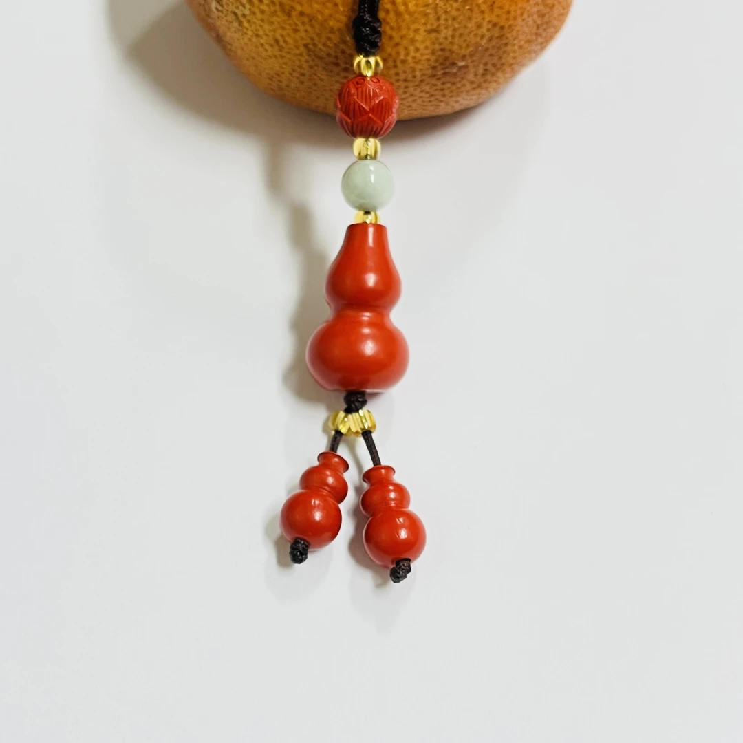 含辰砂工艺品7.93g朱砂葫芦福禄手机/钥匙挂