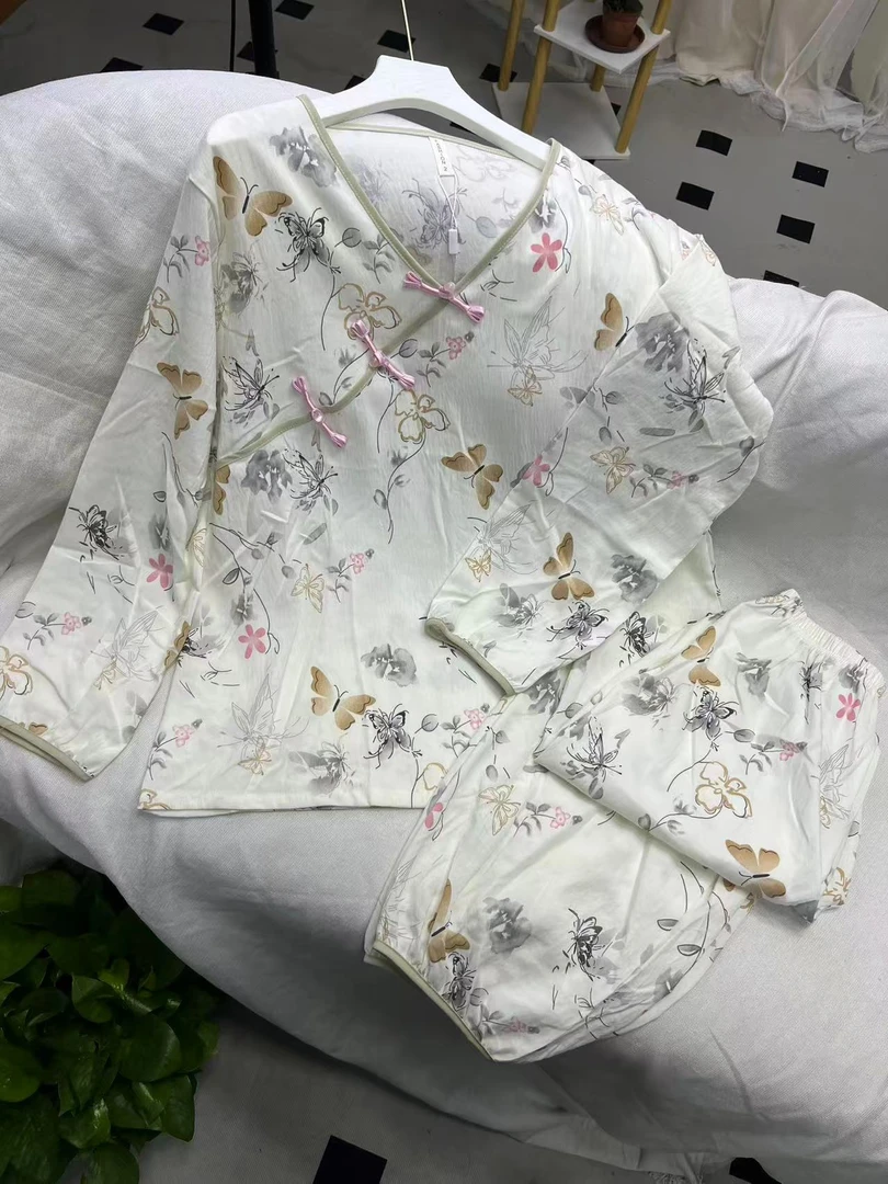 2025新中式睡衣女春秋季款云朵棉长袖长裤复古汉服高级感家居服