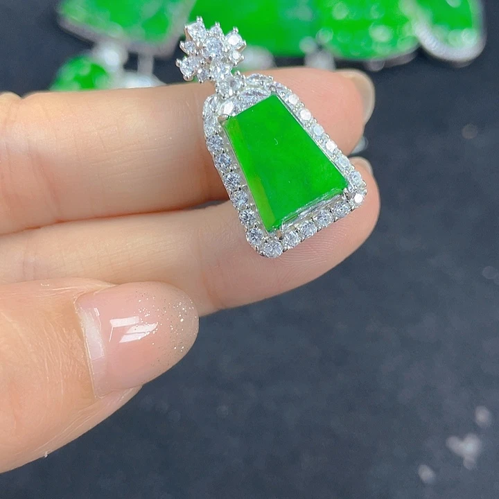 翡翠银S925镶嵌吊坠(不含链)