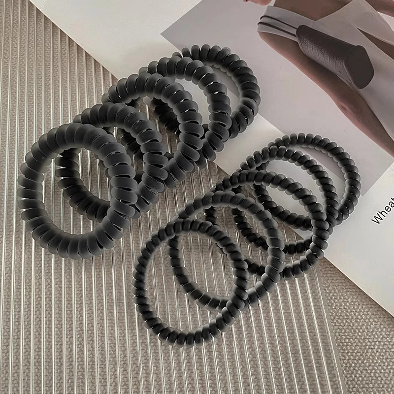甜美简约夏日百搭加厚电话线素圈橡皮筋黑色时尚轻职日韩布艺非金