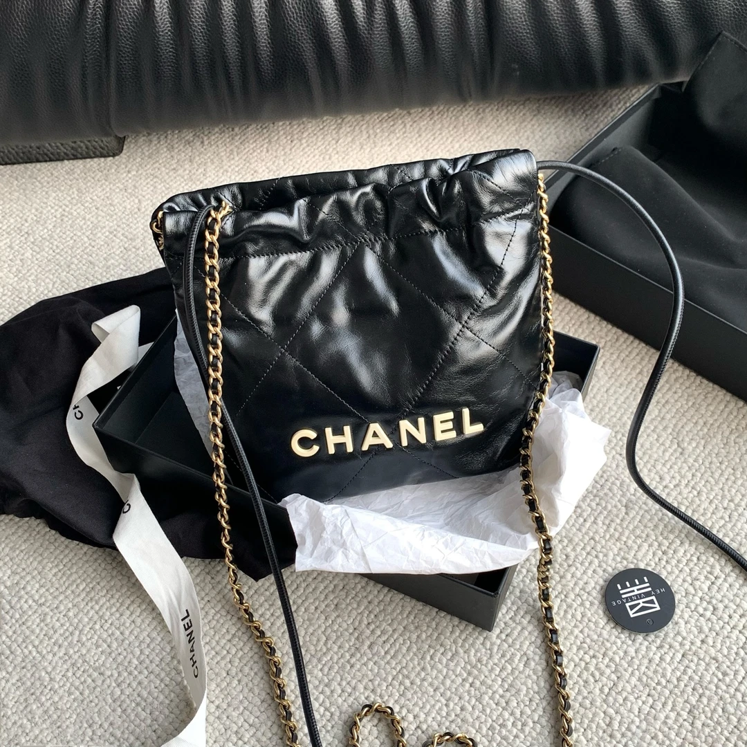 99新 Chanel/香奈儿 展会外场！黑金22bag mini 白标