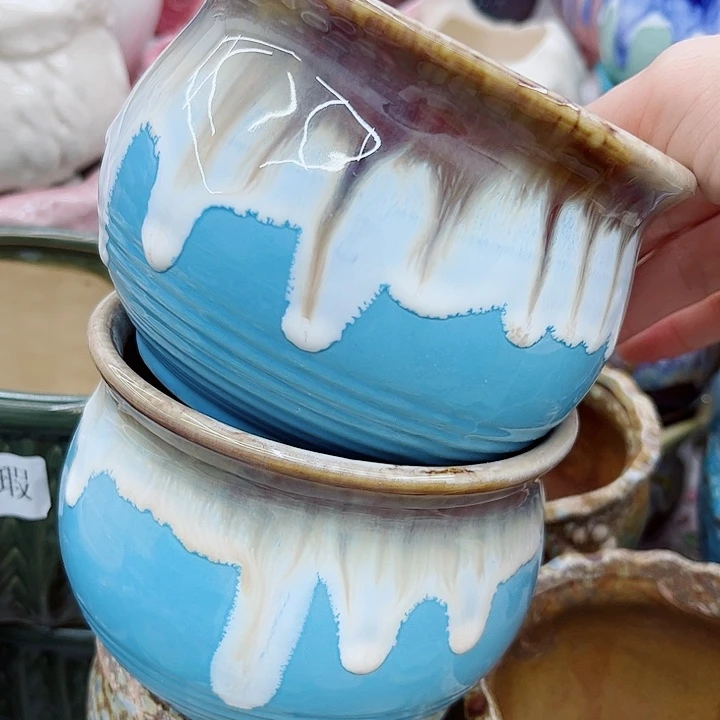 多肉绿植陶瓷花盆9.9包邮，有孔