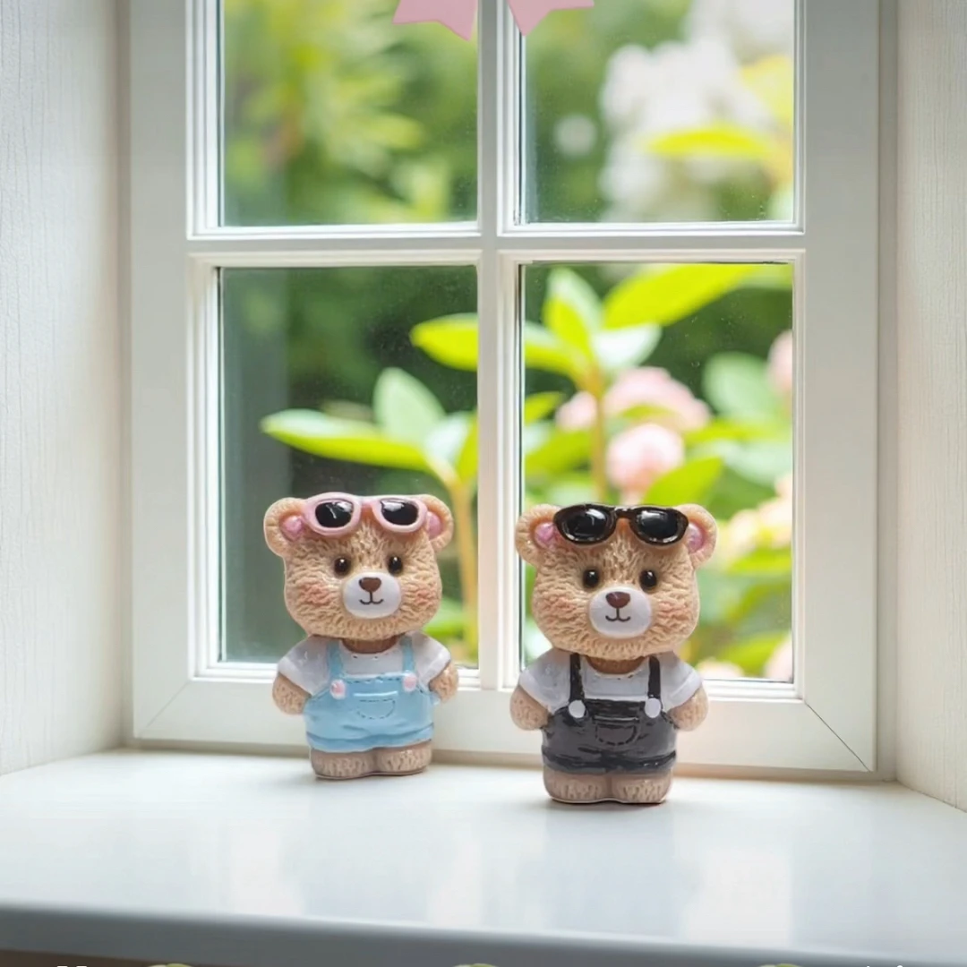 【钱多多定制】背带裤小熊树脂摆件手工DIY挂件可爱情侣创意摆设
