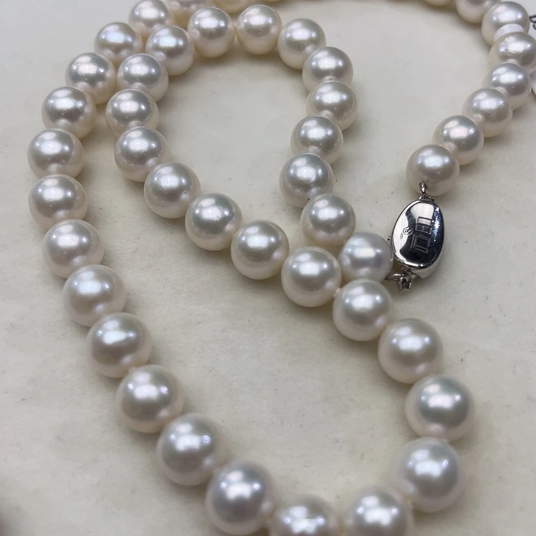 银S925镶嵌颈饰淡水珍珠卡8-9