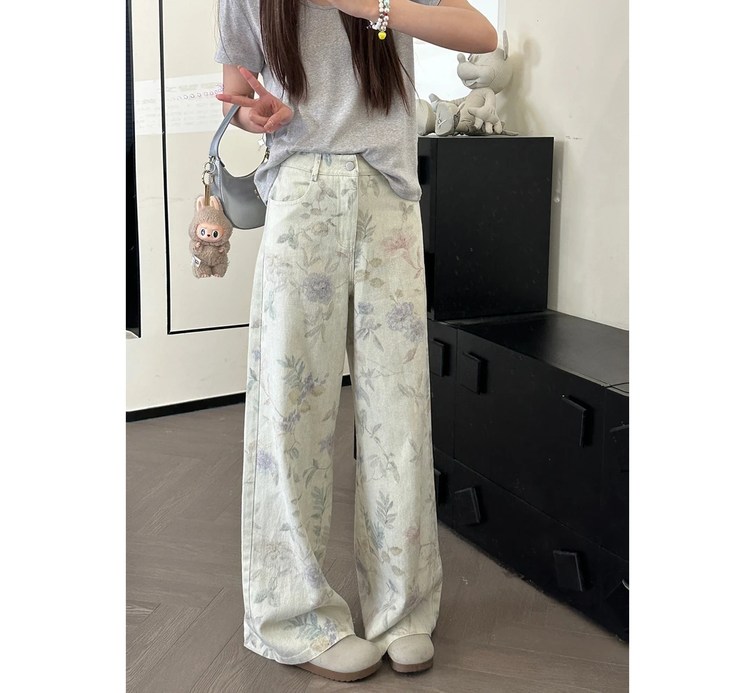 CHACHA【特别版 彩绘神裤】夏款百搭高腰休闲彩绘牛仔裤