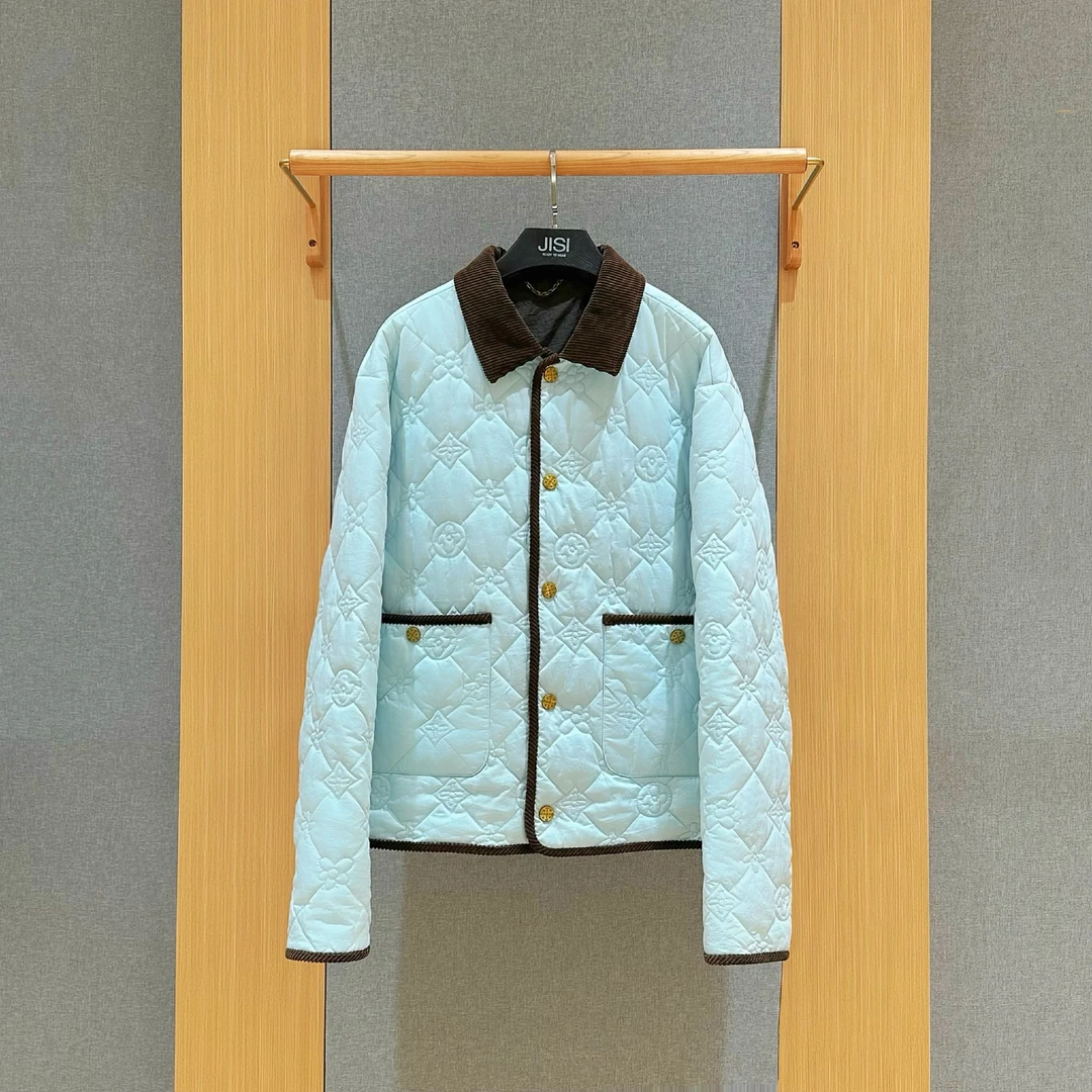 JISI 撞色翻领长袖棉服外套-YR24406