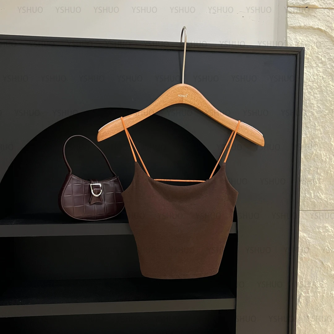 【椰子咖啡】辣妹夏季拼色吊带修身内搭外穿美背 MB1871