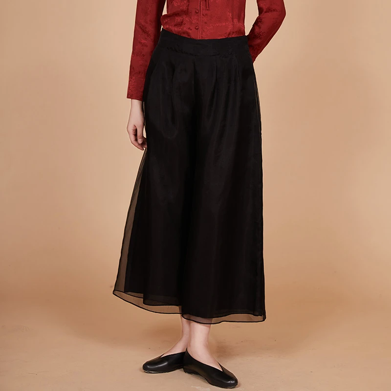 浮云堂.雅 入幽初夏款国风高腰式休闲直筒民国风阔腿裤1678