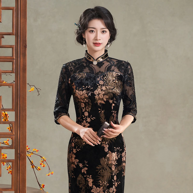 绝美新中式旗袍2025新款日常可穿上海复古国风妈妈改良连衣裙秋天