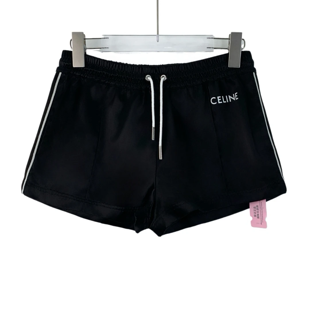 99新 Celine/思琳 CW0680 logo字母印花抽绳短裤 XXS码