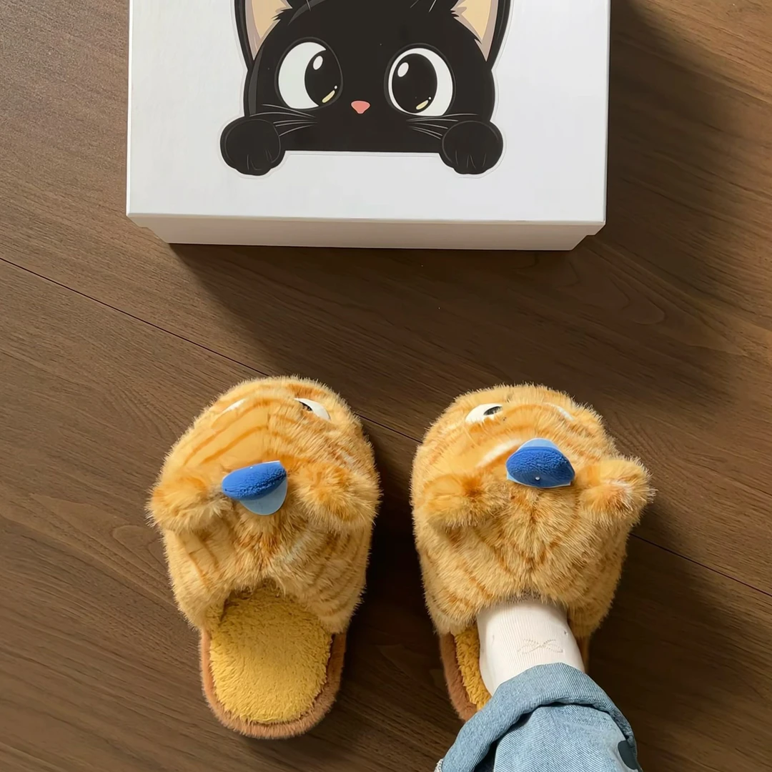 毛毛拖鞋女冬季家居室内软底防滑保暖毛绒可爱小老虎包头棉拖鞋男