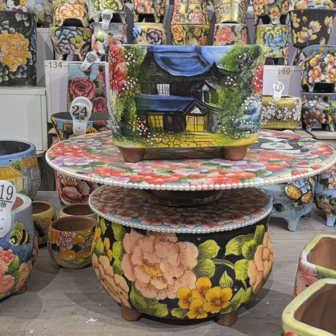 红泥花盆景德镇陶瓷