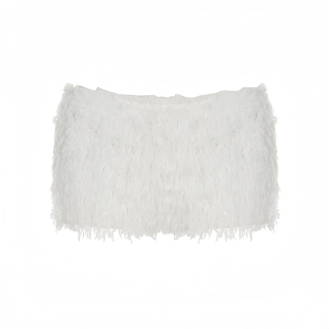 贵富•【白羽】ins风设计感低腰显瘦修身纯欲百搭毛毛短裤