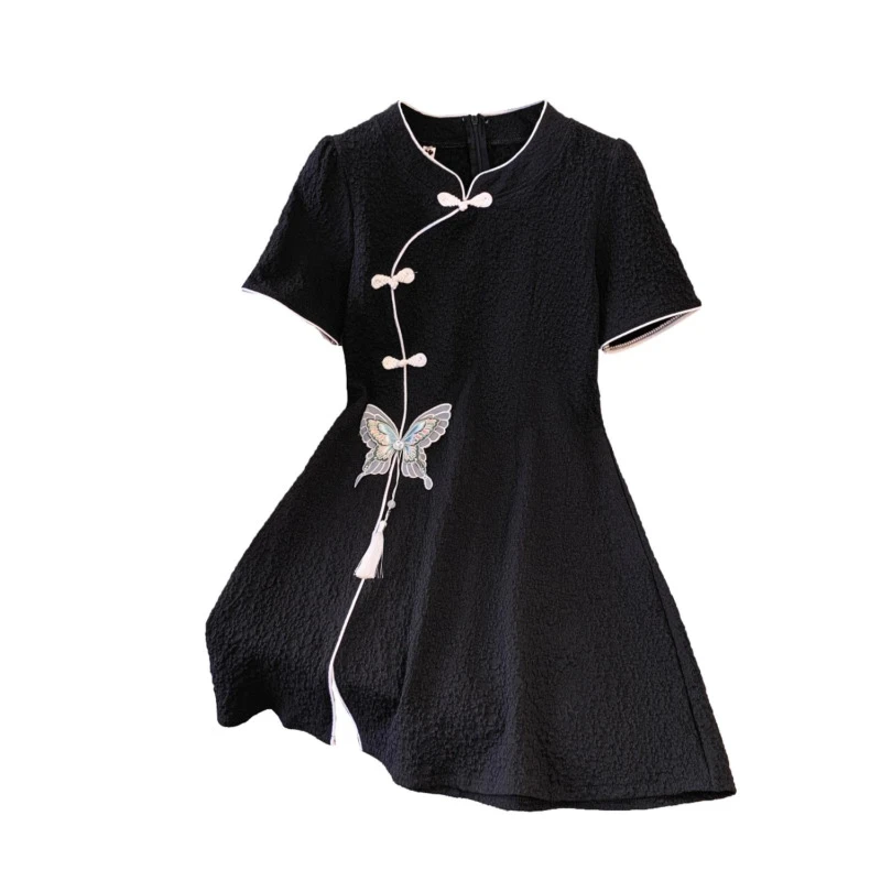 大码女装新中式国风连衣裙2025夏季新款胖MM气质显瘦小个子裙子女