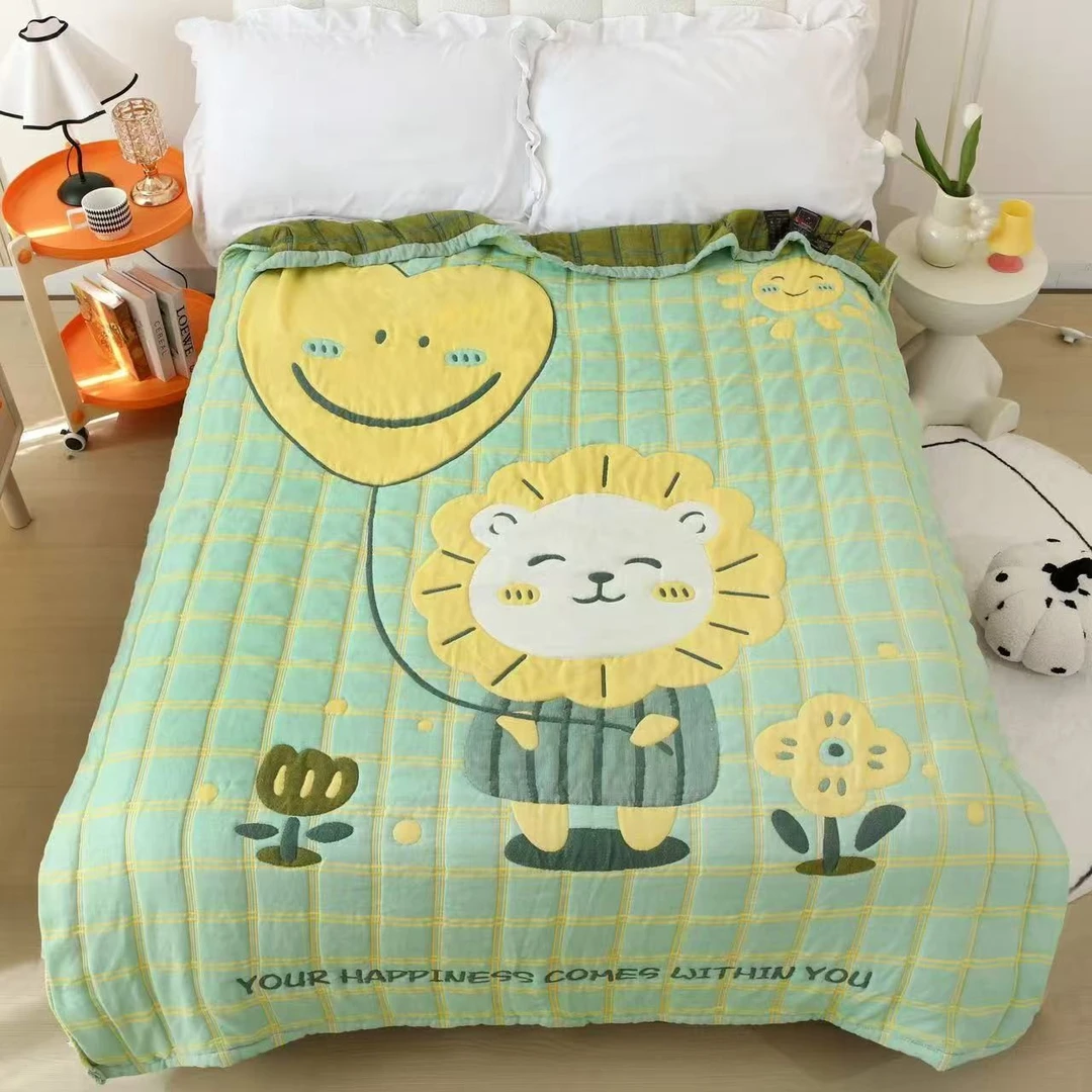 【气球小狮】150*200cm A类全棉纱布舒适亲肤泡芙被