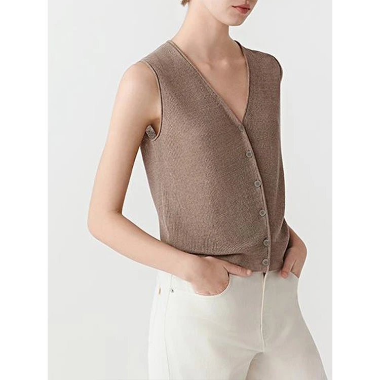 DAR原单非市面货！"小禾亚麻纱"无袖针织开衫上衣 8106