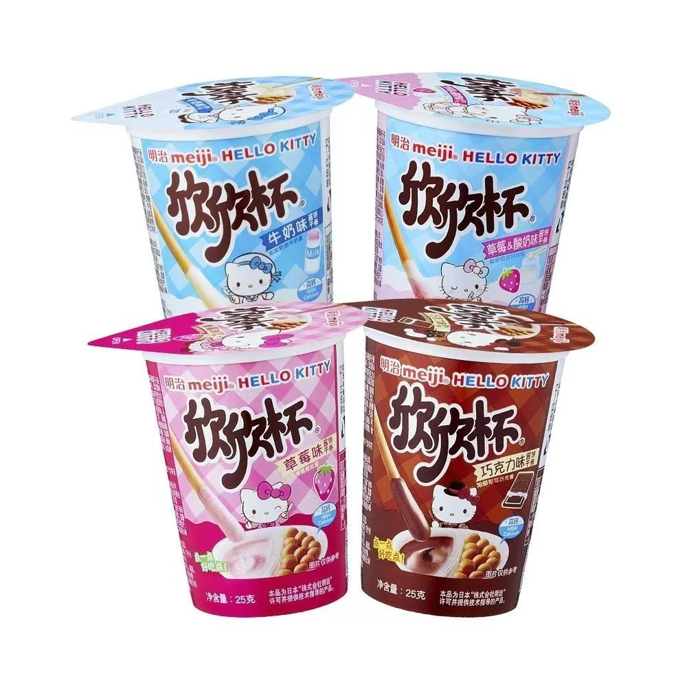 明治欣欣杯饼干条草莓牛奶巧克力味25克*6