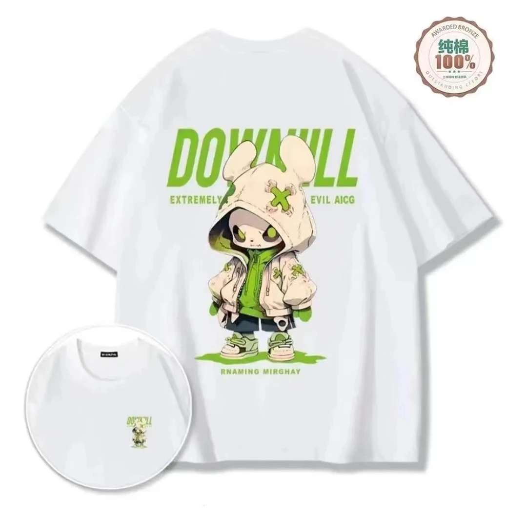 时尚圆领男女情侣同款休闲百搭印花T恤-星际恶城