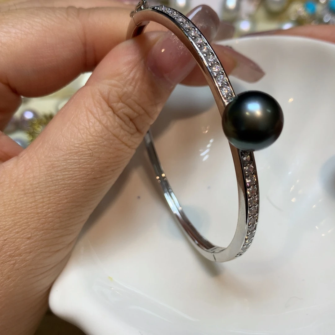 海水珍珠手镯银S925镶嵌
