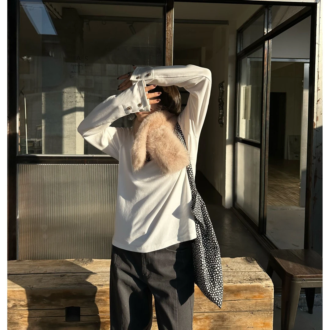 Our2【纽扣长袖T】 休闲百搭设计感扣子长袖T【X6047】