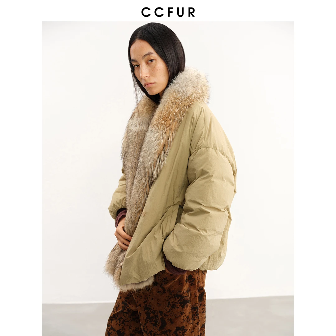 CC皮草 白鹅绒可拆卸毛领派克服皮草外套 银河派克