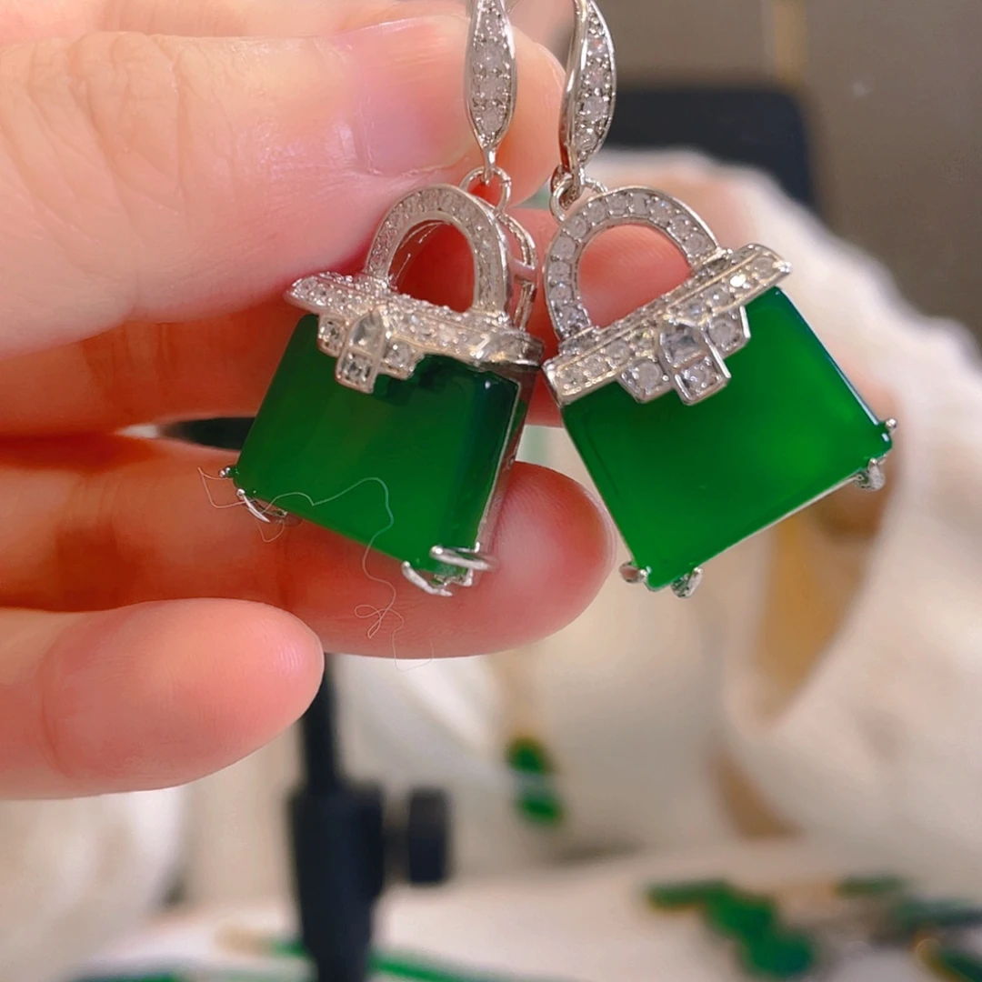 玛瑙/玉髓合金耳钉