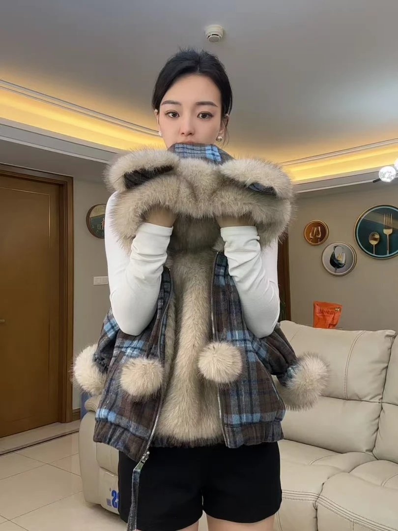 小龙哥专属【格子小狐狸】2025新款格子冬款女童洋气时尚加厚外套