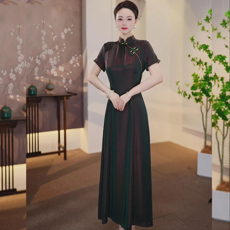 【Feel77】2025春夏新款高端提花复古奥黛中国风年轻款旗袍满庭芳华