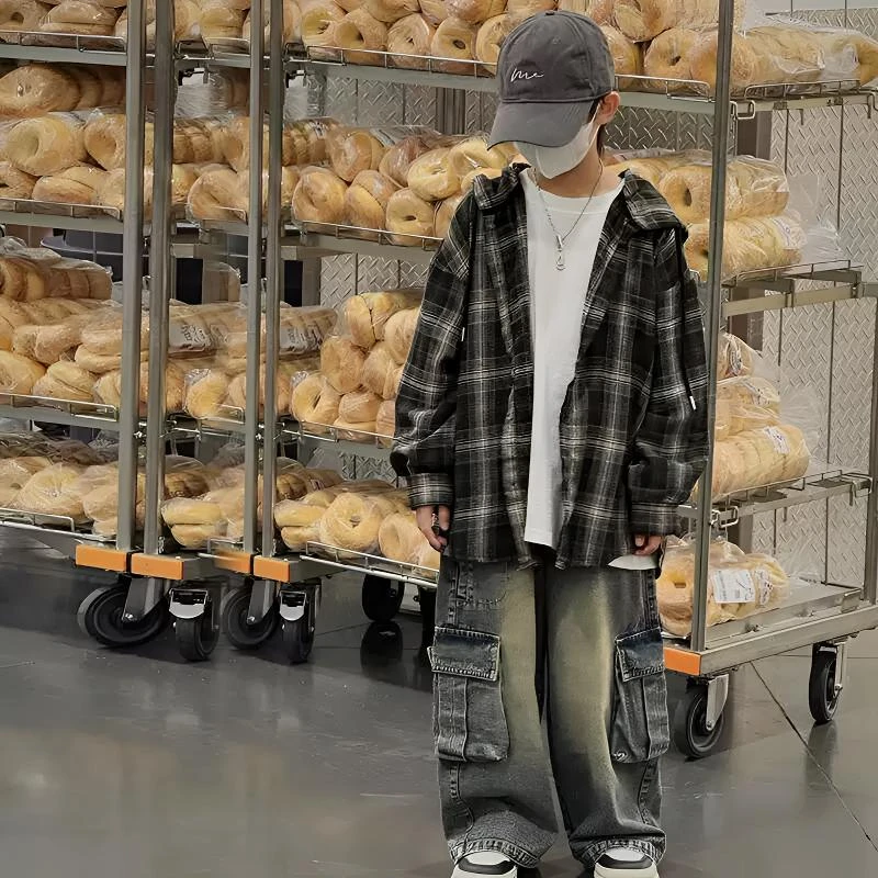 童装男童衬衫外套秋装2024新款儿童春秋款洋气长袖格子衬衣潮韩版