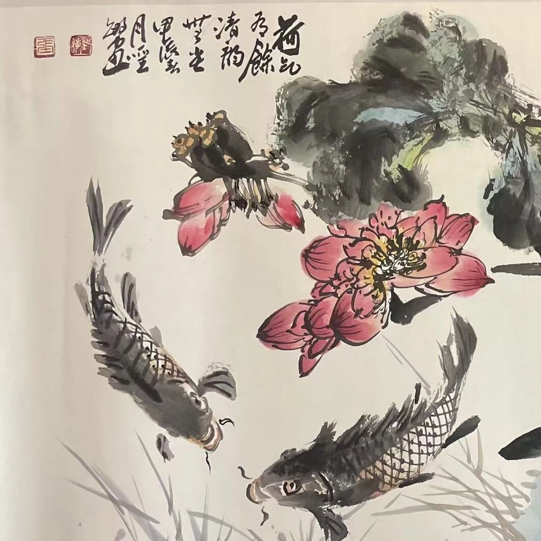 中国花鸟画国画《荷气有余，清韵无尘》