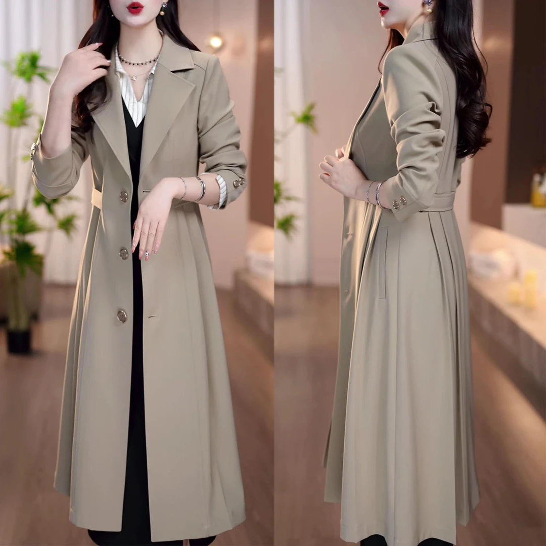 时尚百搭高级感风衣外套2025秋季新款气质宽松显瘦通勤中长款外套