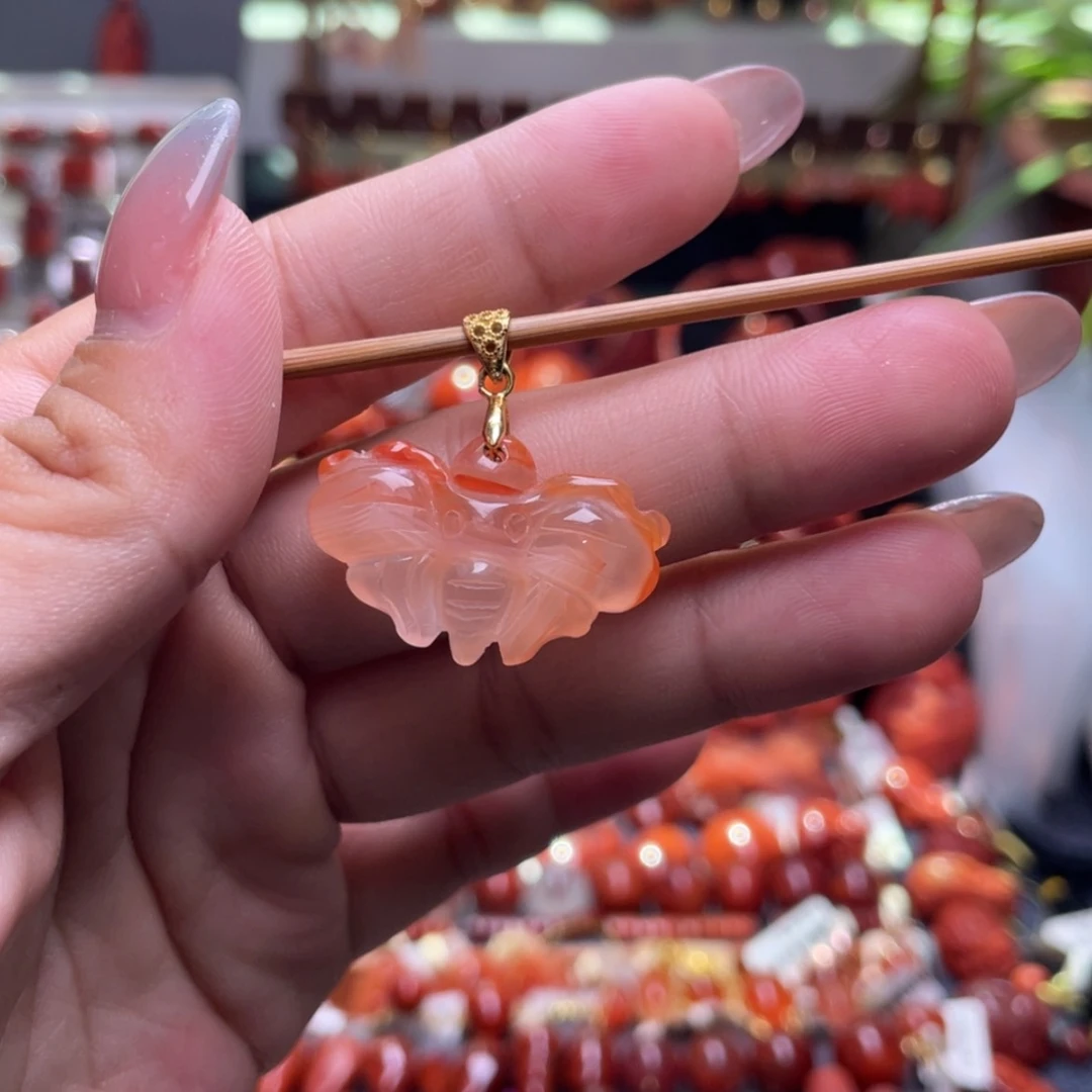 【闪购商品】银S925镶嵌蝴蝶南红玛瑙