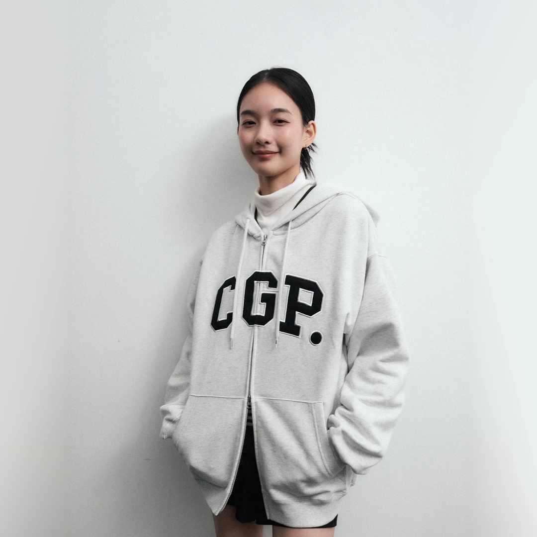MUSINSA codegraphy男女同款25秋季LOGO双头拉链运动休闲连帽卫衣