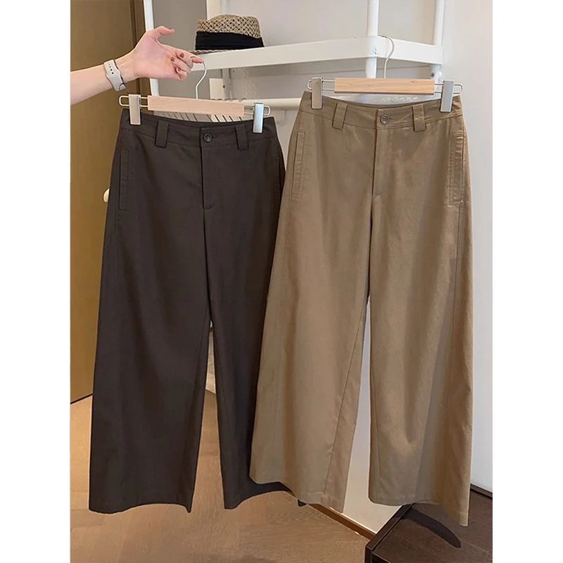 时尚高腰纯色显瘦女士秋季直筒百搭休闲长裤