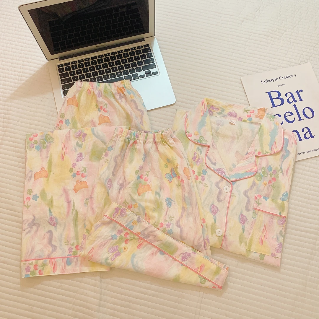 三件套/云朵棉2025年新款短袖睡衣女夏季可爱少女卡通宽松家居服