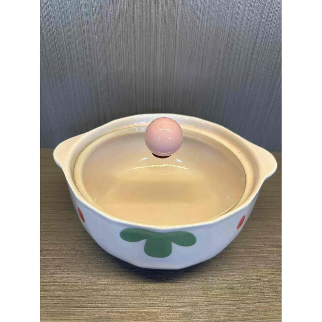 双耳带玻璃盖陶瓷碗汤碗泡面碗 规格随机