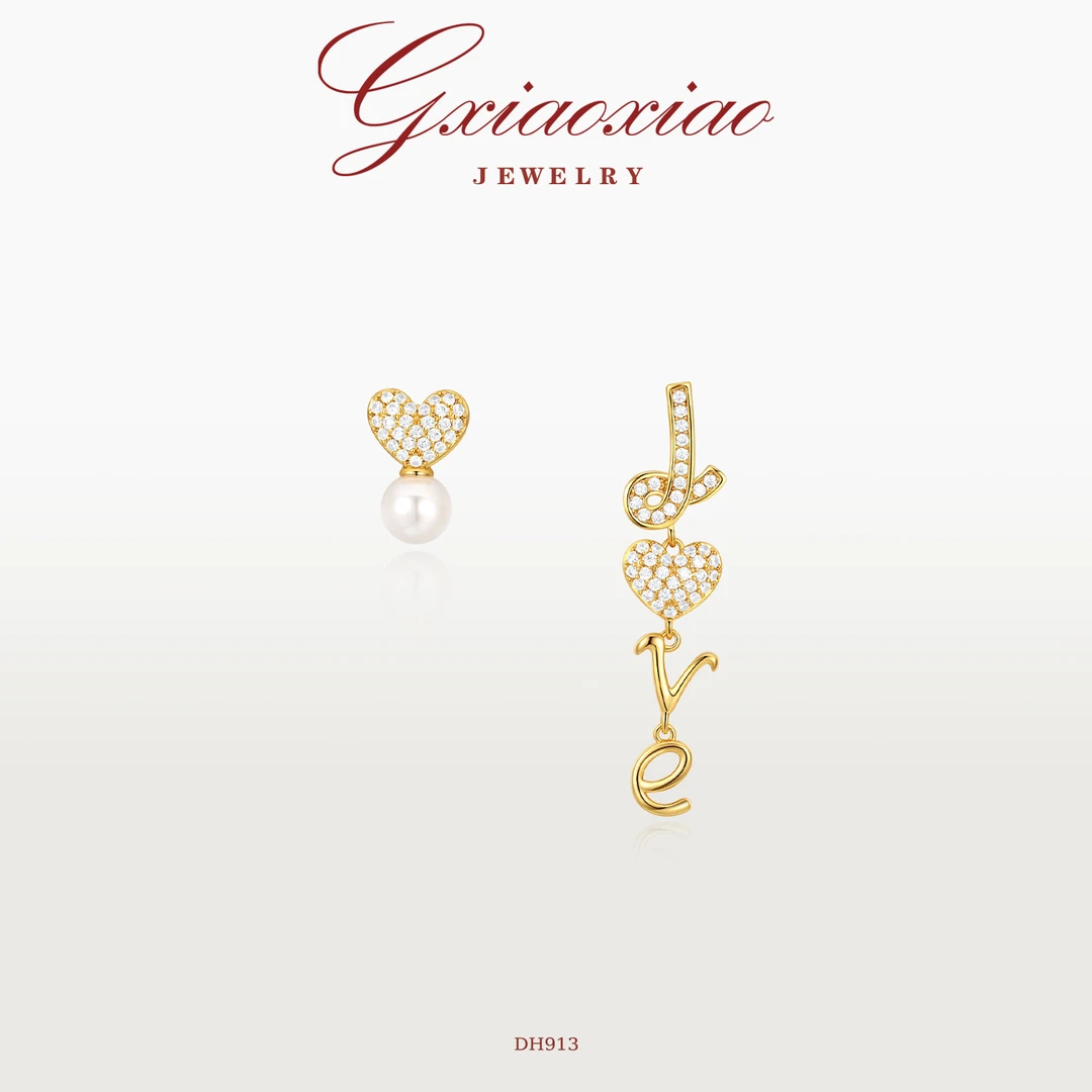 G XIAOXIAO合成锆石耳饰【爱之弦音】时尚高级感AB款爱心耳环 DH913