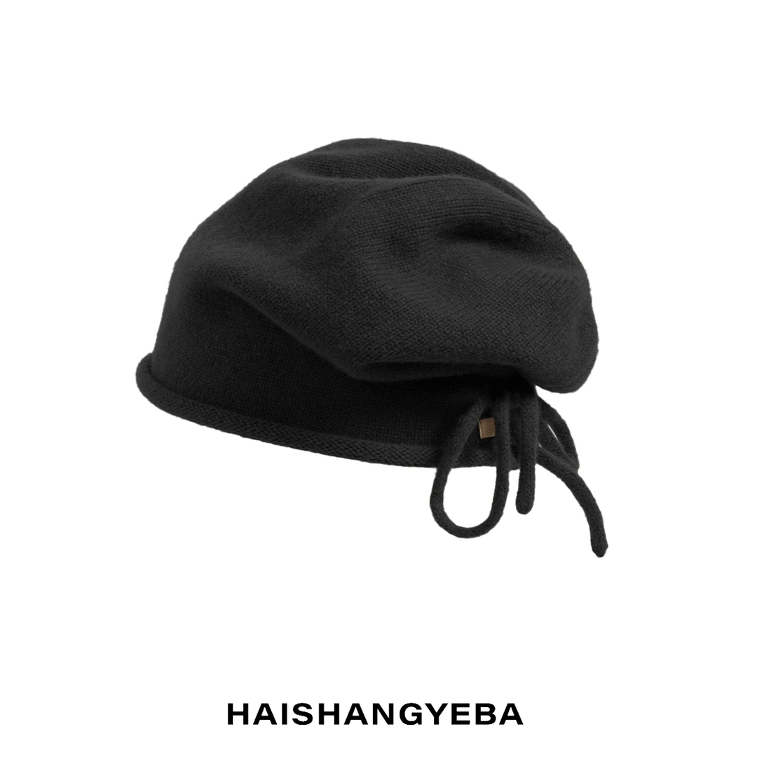 【海上叶爸】新款2025秋冬百搭羊毛针织抽绳保暖冷帽