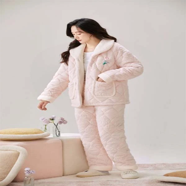 【夹棉绒】秋冬加厚防风0-10度回暖睡衣保暖舒适家居服套装1544