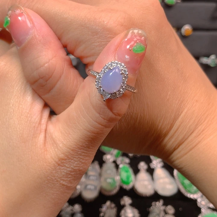 V***颖翡翠银S925镶嵌戒指戒指